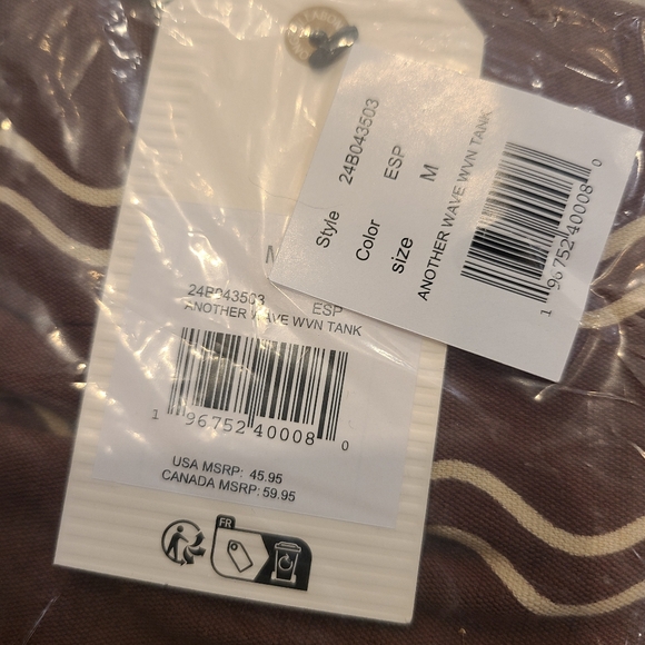 NWT Billabong Women's Another Wave Tank Top Brown Geometric Sz M Cotton Viscose - Picture 4 of 4